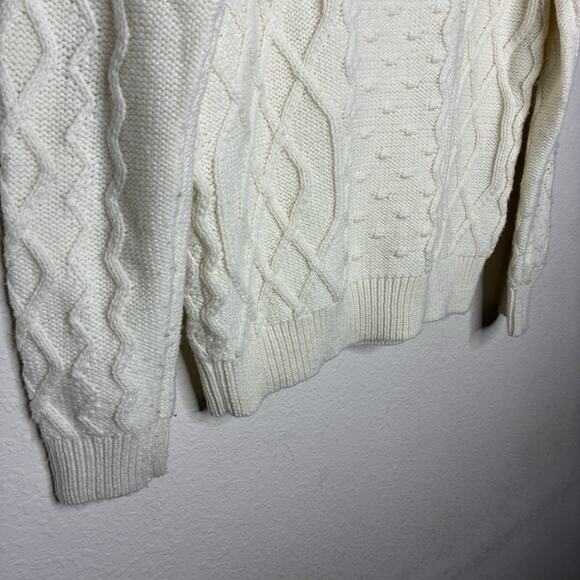 White House Black Market Cream Cable Knit Pearl Embellished Sweater XS - Picture 9 of 10